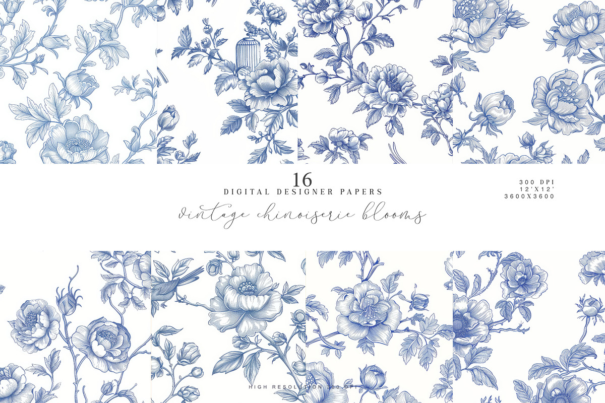 Chinoiserie Seamless Pattern Set, a Pattern Graphic by Patishop Art (Photo 1 of 9)