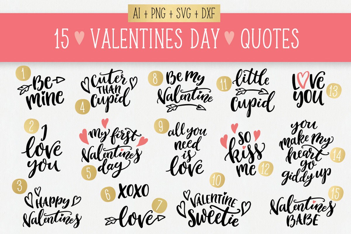 Valentines Day quotes SVG bundle, an Illustration by Angele Kamp (Photo 5 of 6)