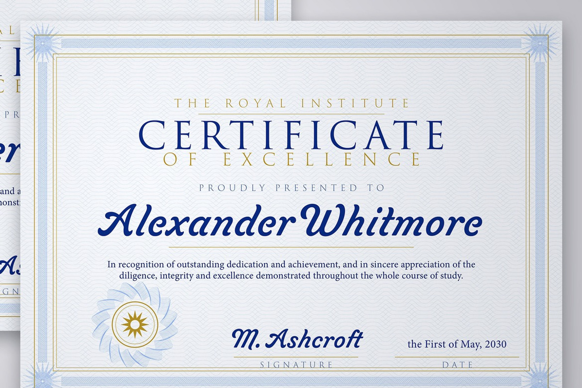 Navy and Gold Certificate Template, a Stationery Template by DesignerCandies (Photo 4 of 4)