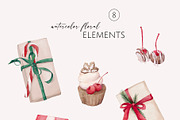 CHERRY CHRISTMAS watercolor pattern, a Seasonal Illustration by Yuliia Lashevska (Thumbnail 6 of 10)