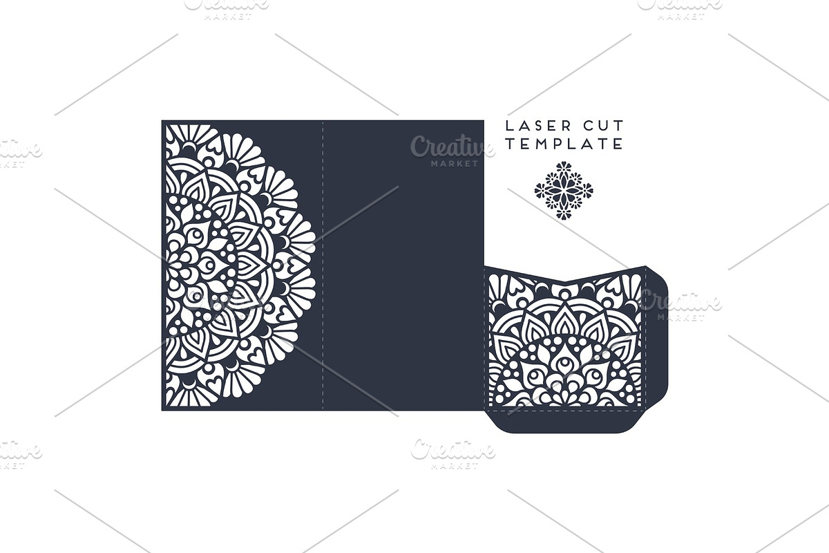 Vector wedding card laser cut template. Vintage decorative elements, an Invitation Template by Tori Shen