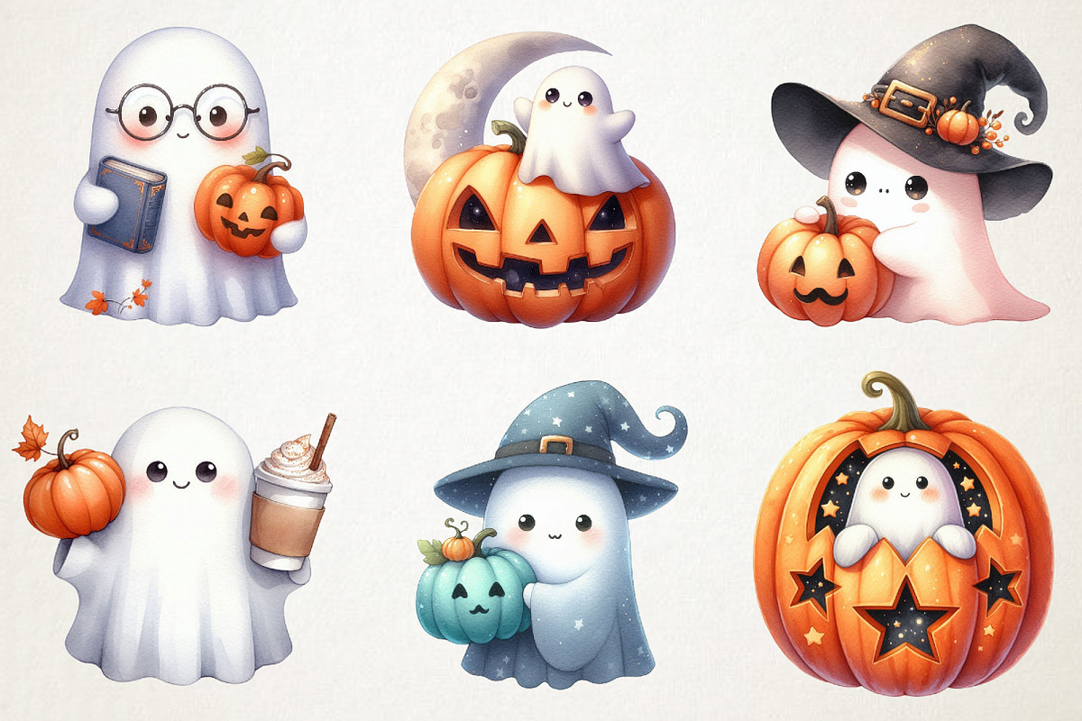 Ghost with Pumpkin Clipart, an Illustration by RobertsArt (Photo 5 of 7)