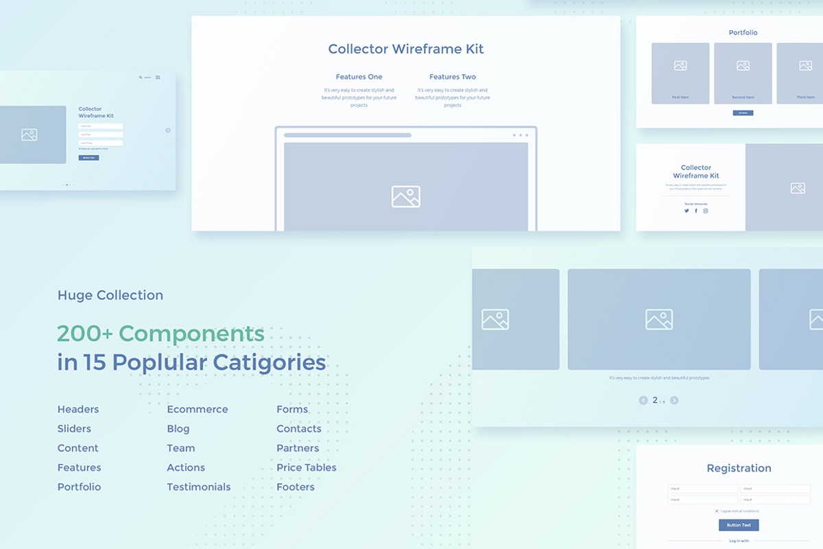 Collector Wireframe Web Kit, a Wireframe Template by Creatoly (Photo 2 of 7)