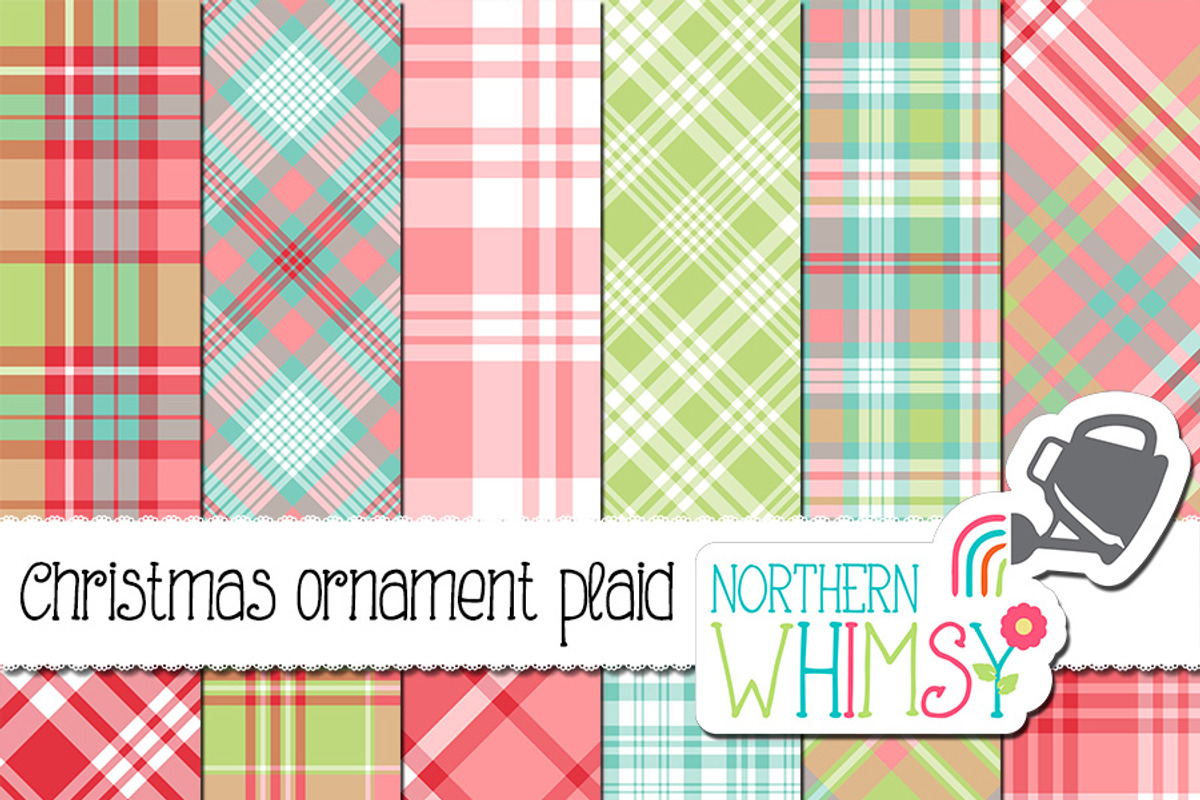 Pink, Red, Aqua & Mint Plaid, a Pattern Graphic by Northern Whimsy Design