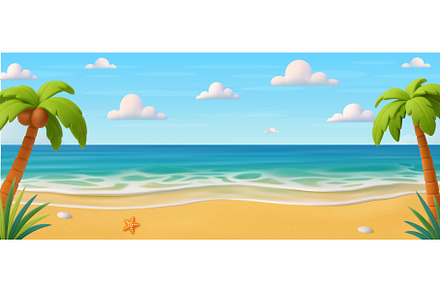 3d Cartoon summer beach.