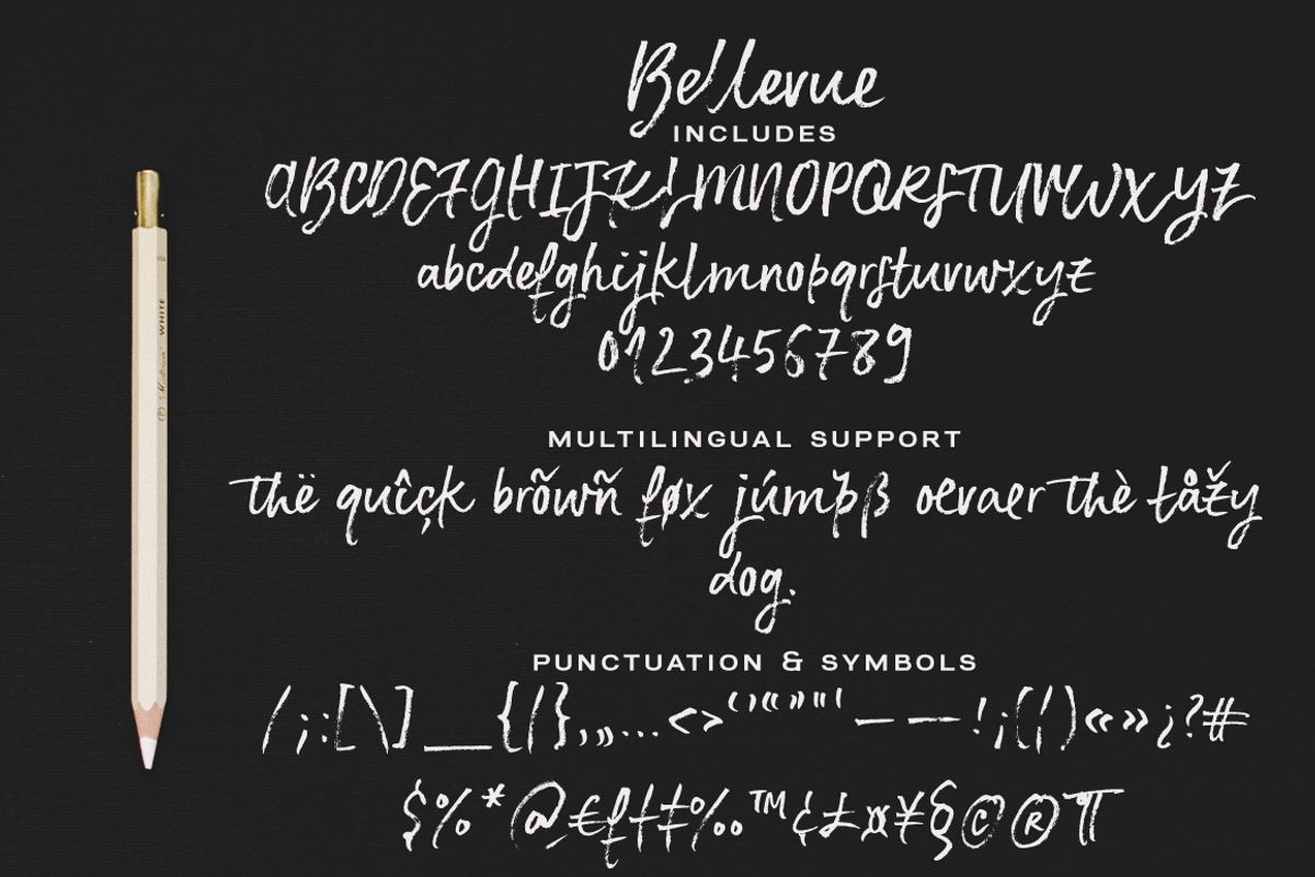 Bellevue brush font and textures preview 2