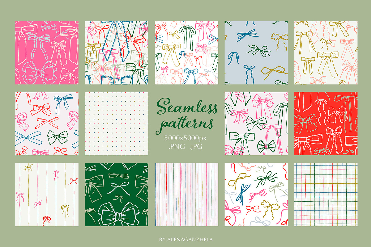 COQUETTE BOWS - patterns & cliparts, a Pattern Graphic by alenaganzhela (Photo 5 of 14)