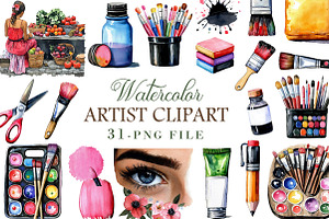 Watercolor Artist Clipart, an Illustration by Libby Wishes