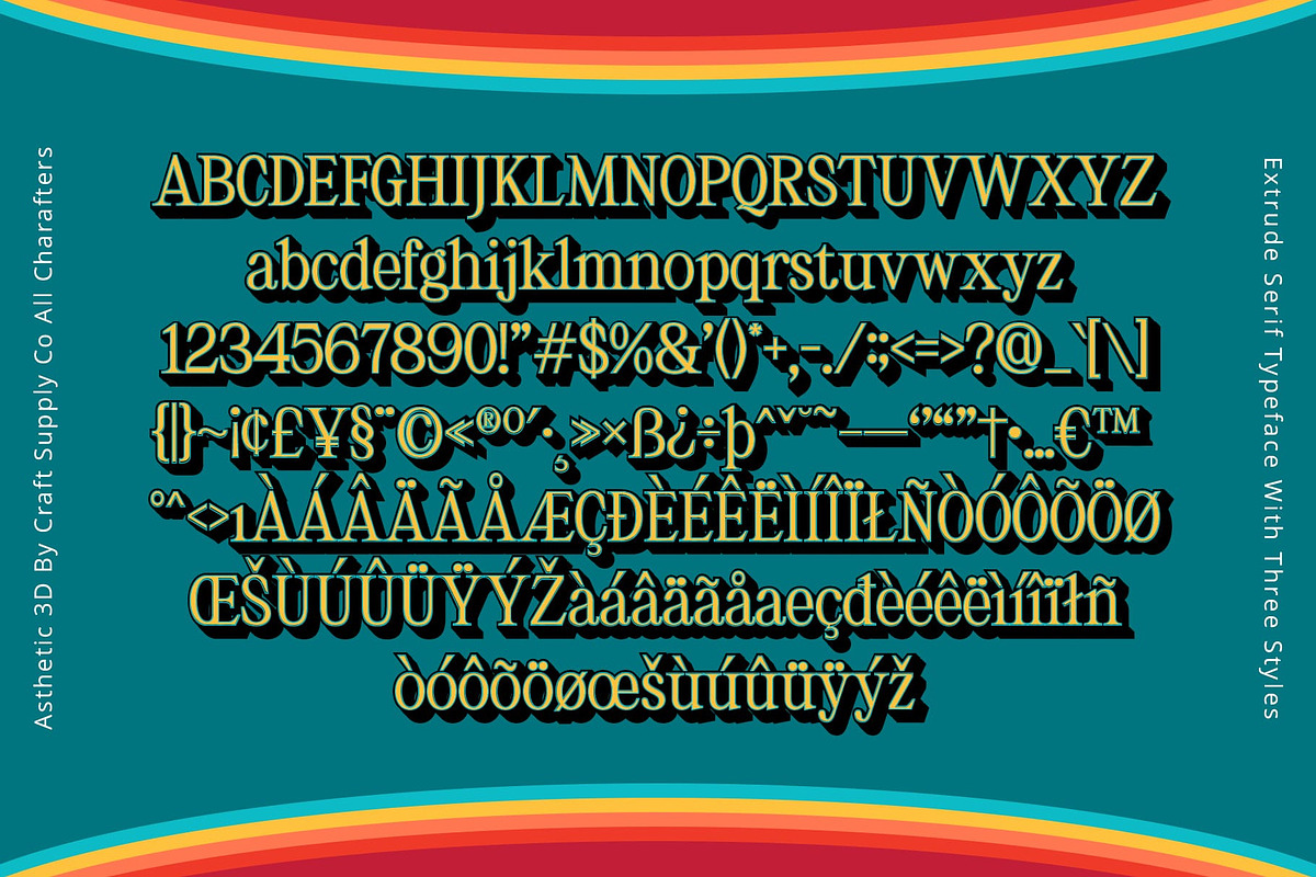Asthetic 3D, a Serif Font by Craft Supply Co. (Photo 3 of 8)