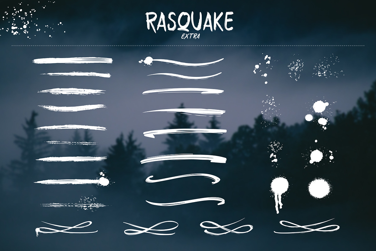 RASQUAKE brush font + EXTRA swashes preview 2
