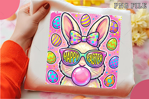 Retro Bunny Easter, Bubblegum Bunny, an Illustration by OK Design