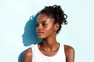 Young Cuban female against blue wall, a Beauty & Fashion Photo by Lermont51