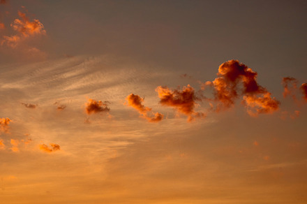 beautiful morning sky with fluffy clouds