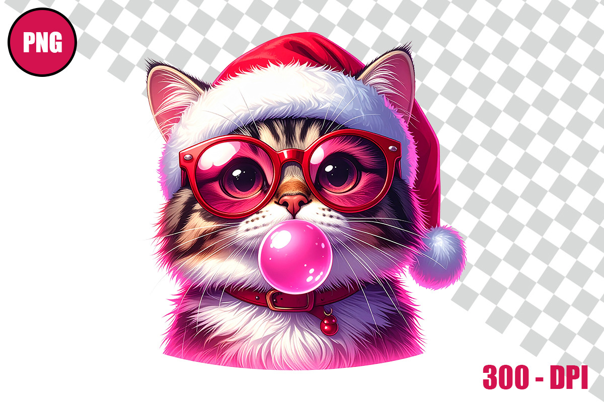Christmas Cat Bubble Gum Clipart, an Animal Illustration by taramija (Photo 11 of 11)