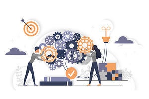 Teamwork generating ideas brain, a Person Illustration by Lemberg Vector
