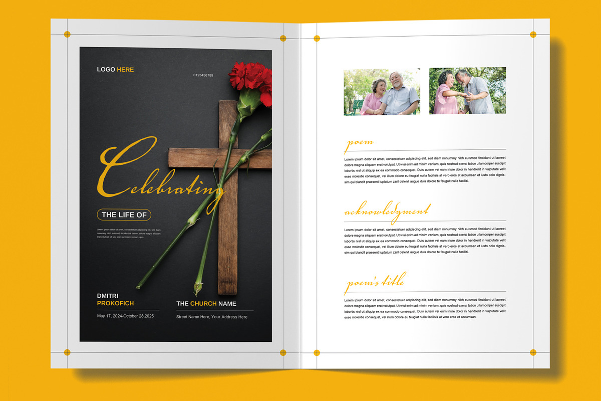 Minimal Funeral Program Layout preview 2