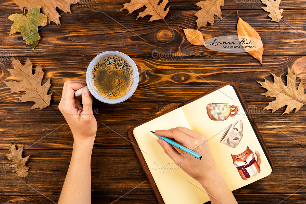 Autumn Mugs Clip Art Collection, a Seasonal Illustration by Leonaa art (Photo 7 of 13)