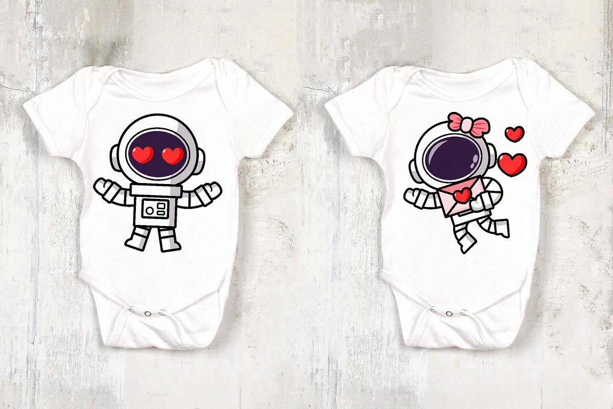 Cute Astronaut couple Valentine day, a Seasonal Illustration by Noey smiley (Photo 6 of 9)