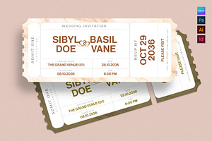 Luxe Wedding Ticket Invitation Templ, an Invitation Template by BrandPacks