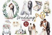 Boho Watercolor Wedding Clipart, a Decorative Illustration by OKArtHub (Thumbnail 1 of 12)