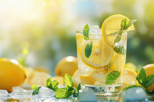 Refreshing mint lemonade with lemon, a Photo by Iftikhar Alam
