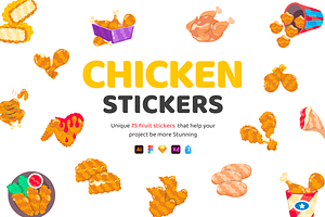 Flat Chicken Stickers, a Duotone Icon by Vectors Market