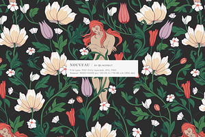 Botanical Nouveau Floral Pattern