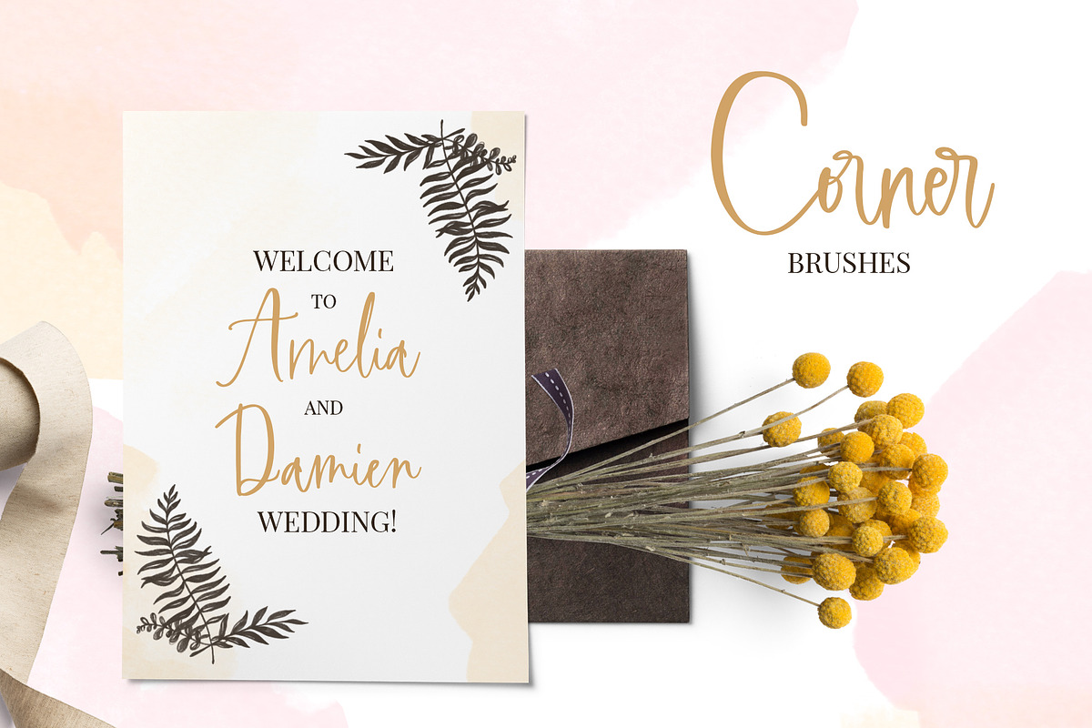Blooming watercolor brushes set preview 7