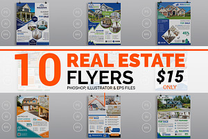 10 Real Estate Flyers Bundle 90% OFF