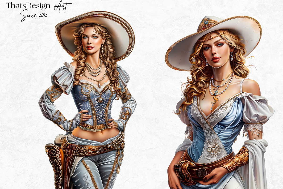 Southern Belle Cowgirls Clipart Set, a Person Illustration by ThatsDesign Art (Photo 9 of 10)