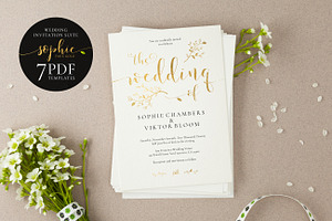 Gold Wedding Invitation Set, Sophie