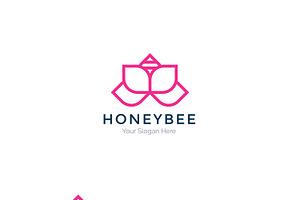 Honey Bee Logo - Flower Logo