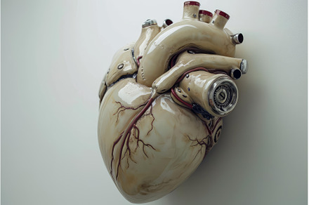 Artificial heart white background, a Health & Medical Photo by Ylivdesign