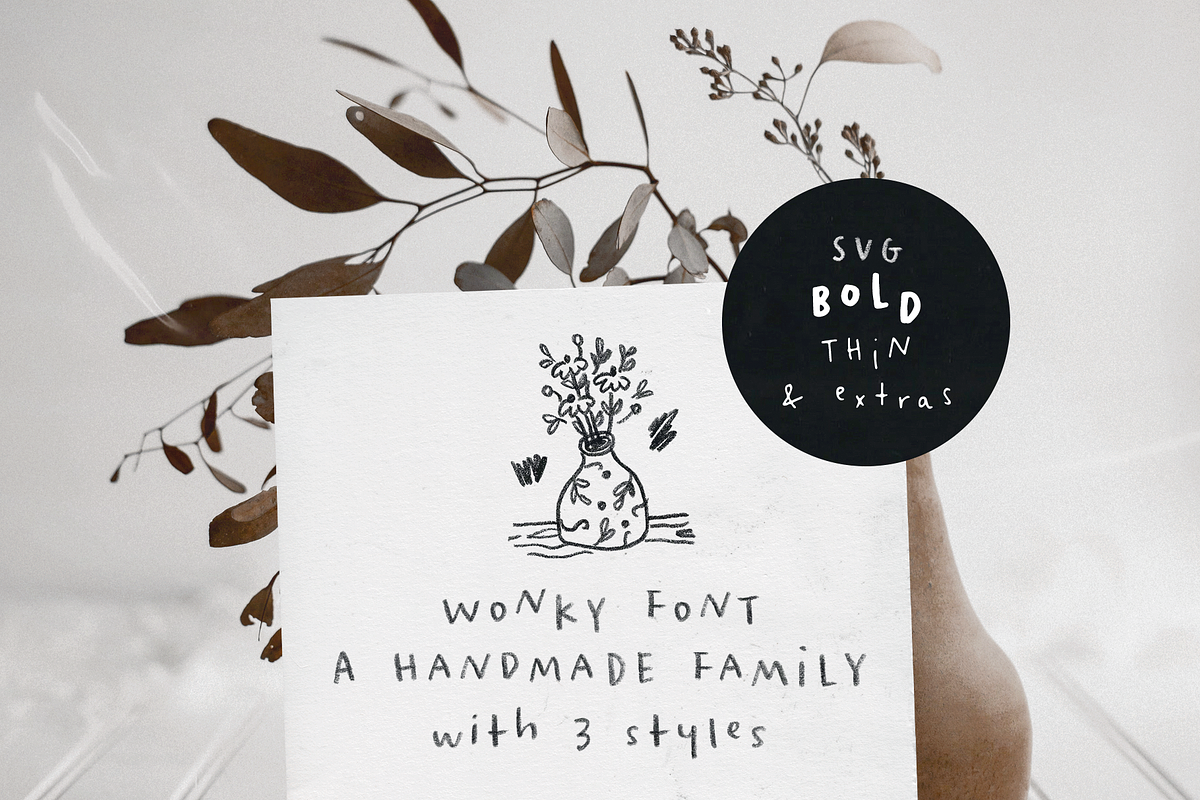 Wonky SVG Font And Extras, a Handwritten Font by Ana's Fonts (Photo 1 of 13)