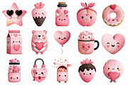 Kawaii Valentines Clipart, an Illustration by cherrydesign (Thumbnail 3 of 4)