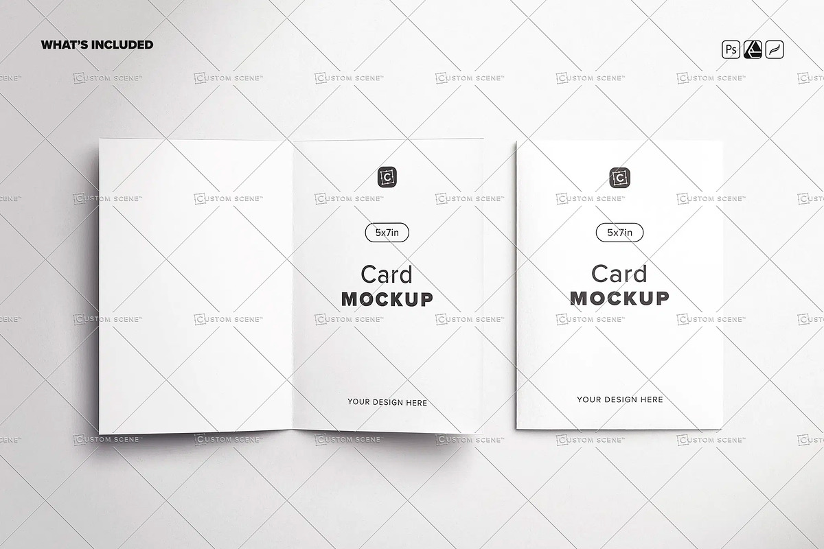 Folded Card 5x7in Cover and Inside, a Product Mockup by Custom Scene (Photo 8 of 8)