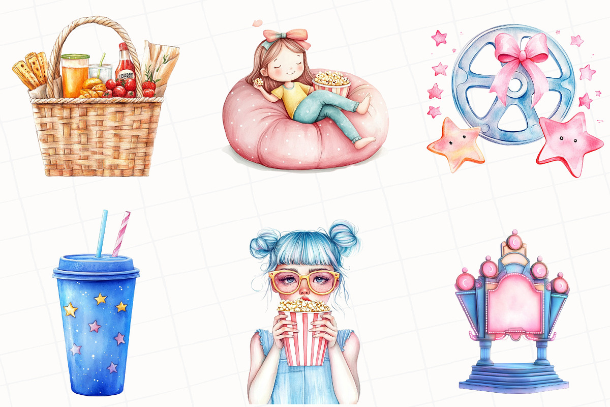 Summer Movie Night Clipart, an Illustration by OK Design (Photo 2 of 5)