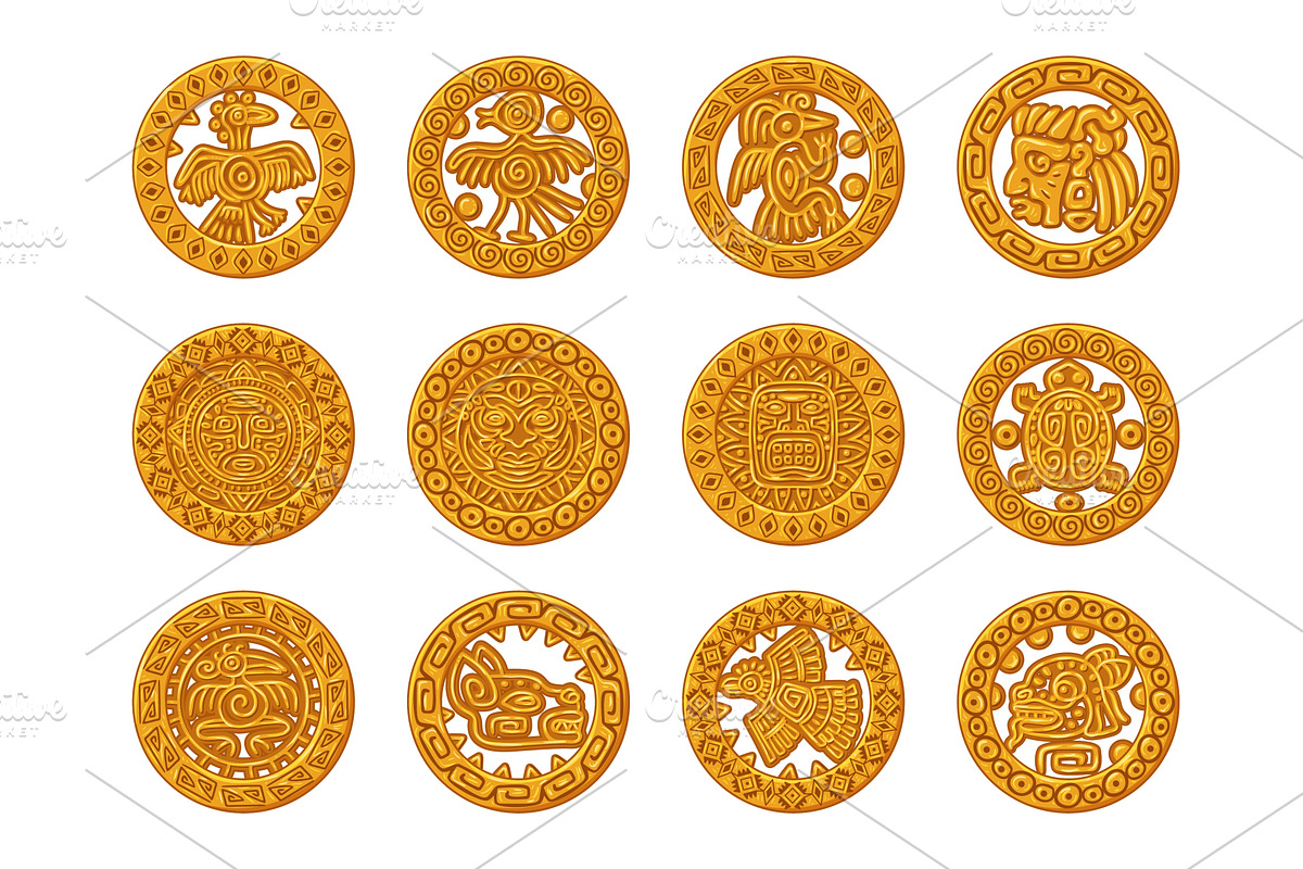 Maya golden ornament. Mayan gold, an Object Illustration by Stock-Smart-Start