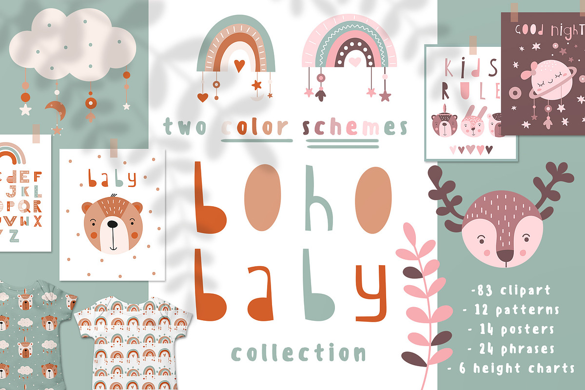 Boho bundle Nursery animals clipart, an Animal Illustration by Nursery Art (Photo 1 of 10)