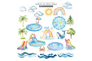 Pool Party, Summer Party Watercolor, an Illustration by CharmClipart (Thumbnail 9 of 10)
