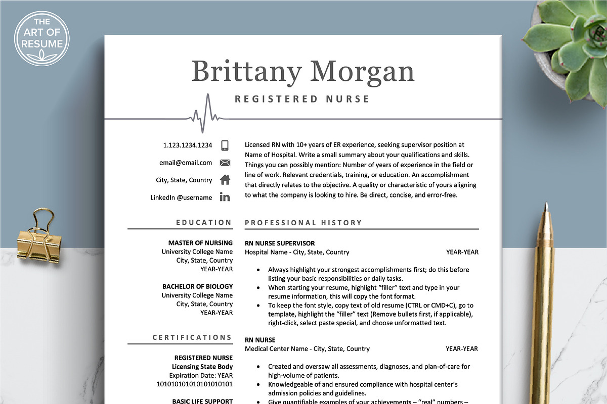 Resume Template for Nursing, Medical, a Resume Template by The Art of Resume (Photo 1 of 8)