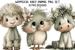 Whimsical Baby Animal PNG Set, an Illustration by Daily.Designs