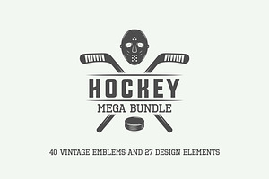 Vintage Hockey Emblems And Elements.