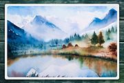 Winter Landscapes set#2. Watercolor., an Illustration by AlexGreenArt (Thumbnail 5 of 9)