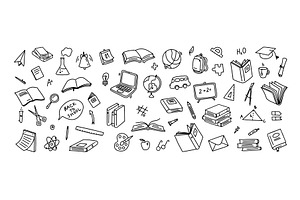 Education doodle icons. Hand drawn, an Education Illustration by winwin.art