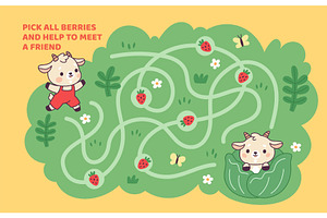Kawaii goat maze game. Cute baby