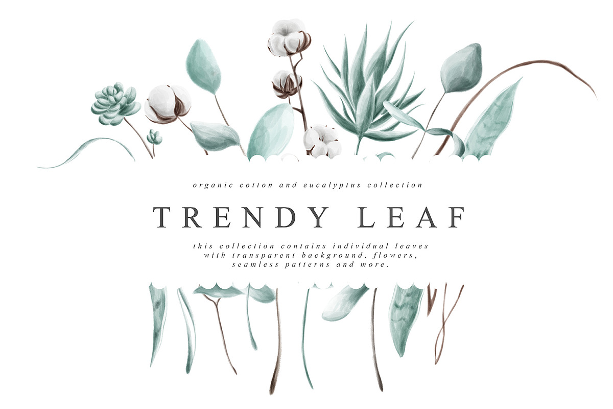 Trendy Leaf Collection, a Texture Illustration by Julia Dreams (Photo 1 of 10)