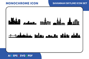 Savannah Skyline Icon Set, a Solid Icon by Fontmine Studio