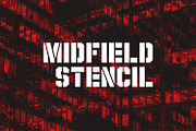 Midfield Stencil, a Font by Kreuk Studio (Thumbnail 1 of 5)