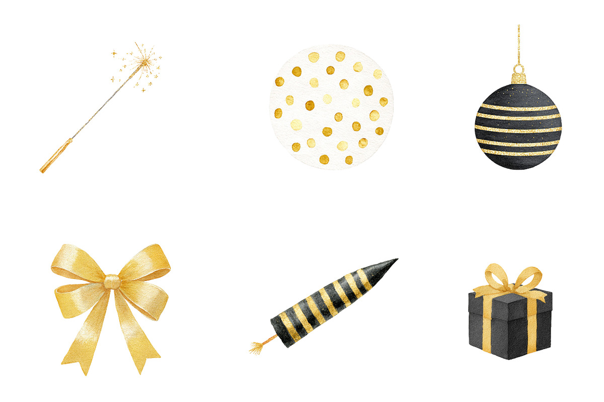 Watercolor New Year Clipart, an Illustration by CreationArt (Photo 3 of 7)